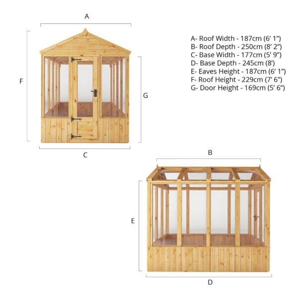 Mercia 8'x6' Woodsman Timber Apex Styrene Greenhouse - Image 12