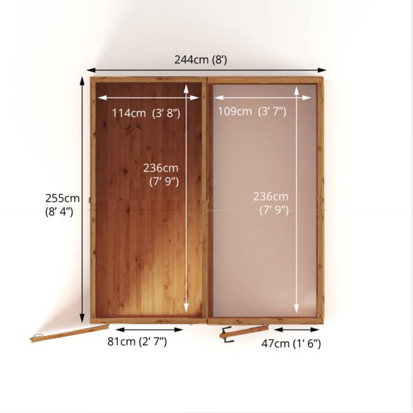 Mercia 8'x8' Woodsman Timber Apex Styrene Combi Greenhouse (Expected into warehouse 07/03/2025) - Image 2