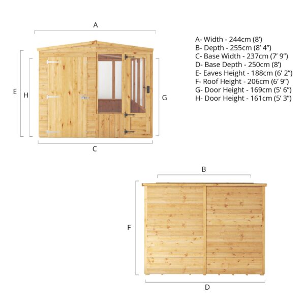 Mercia 8'x8' Woodsman Timber Apex Styrene Combi Greenhouse (Expected into warehouse 07/03/2025) - Image 3