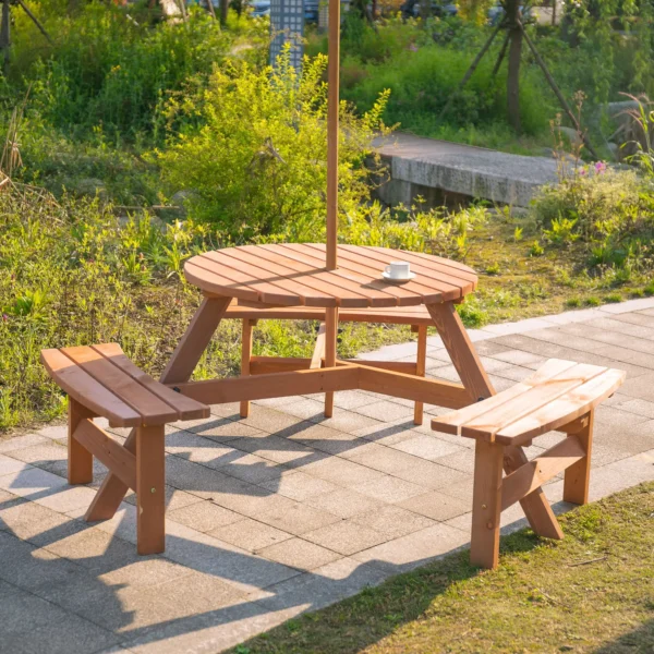 Outsunny 6 Seater Wooden Picnic Table - Image 3