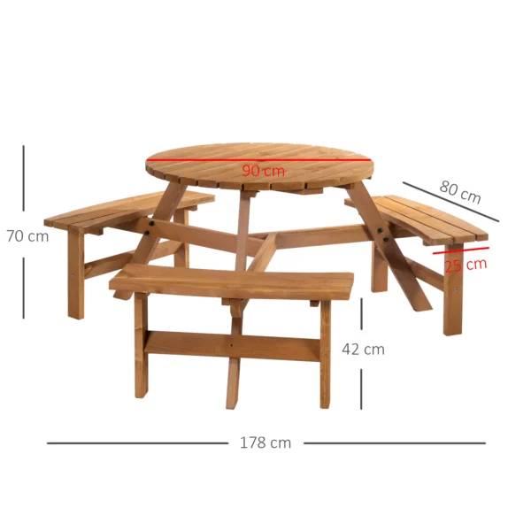 Outsunny 6 Seater Wooden Picnic Table - Image 4