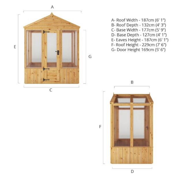 Mercia 6'x4' Woodsman Timber Apex Polycarbonate Greenhouse - Image 15