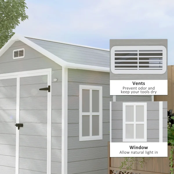 Outsunny 6'x5' Plastic Garden Storage Shed - Light Grey - Image 6