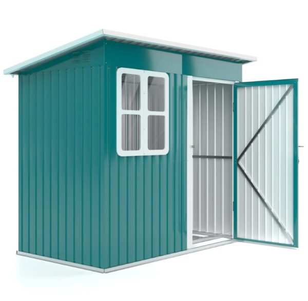 Outsunny 7ft x 4ft Metal Pent Garden Shed with Foundation Grid - Green