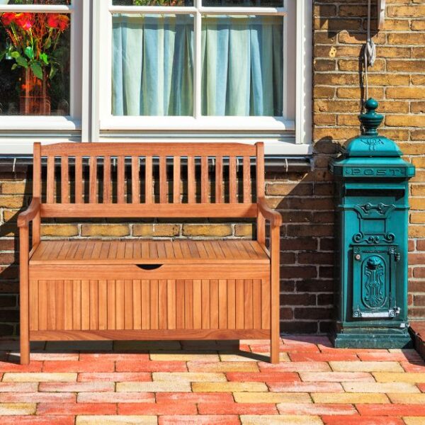 Pro-Tect Wooden Eucalyptus Multifunctional Patio Storage Bench 125 Litres - Image 2