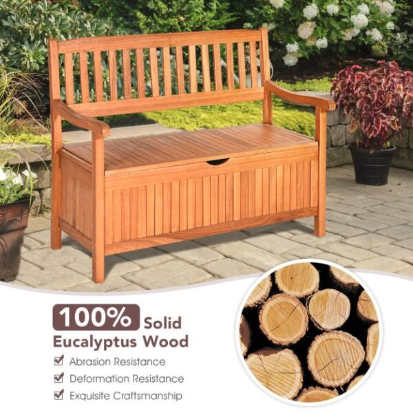 Pro-Tect Wooden Eucalyptus Multifunctional Patio Storage Bench 125 Litres - Image 7