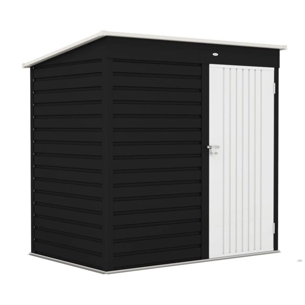 Outsunny 6ft x 4ft Metal Outdoor Tool Storage Shed with Lockable Door - Dark Grey & White