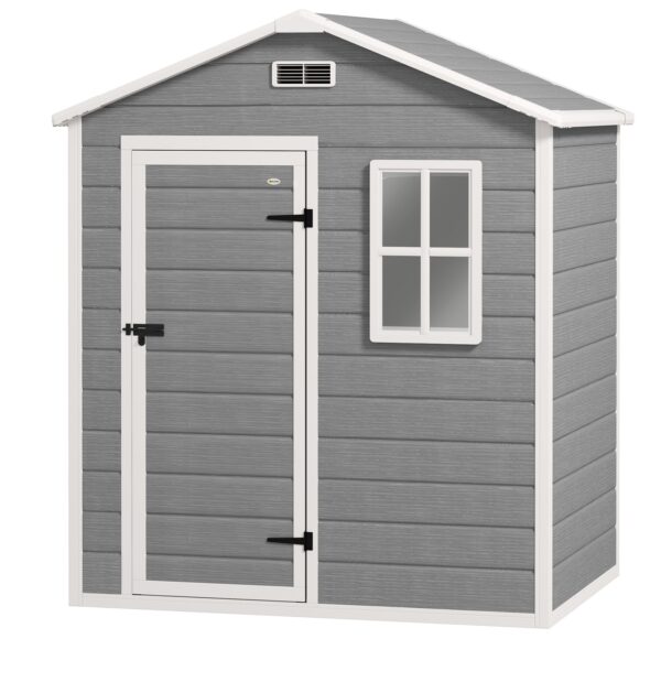 Outsunny 6'x4' Plastic Garden Storage Shed with Window - Grey