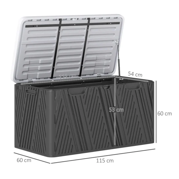 Outsunny 380L Outdoor Plastic Storage Box with Lockable Lid - Black - Image 10