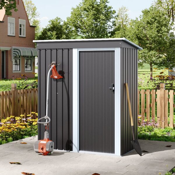 Living and Home New Edition 5x3 Metal Pent Shed - Charcoal Black (Coming Soon) - Image 6