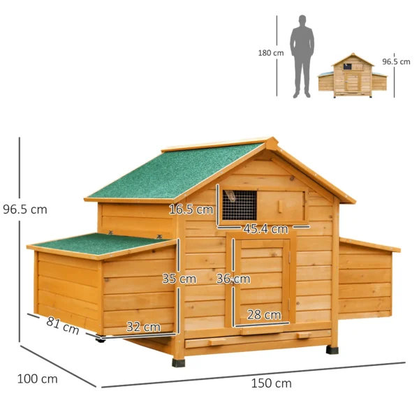 Outsunny PawHut Wooden  Chicken Coop with Nesting Boxes and Tray - Image 5