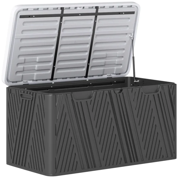 Outsunny 380L Outdoor Plastic Storage Box with Lockable Lid - Black - Image 6