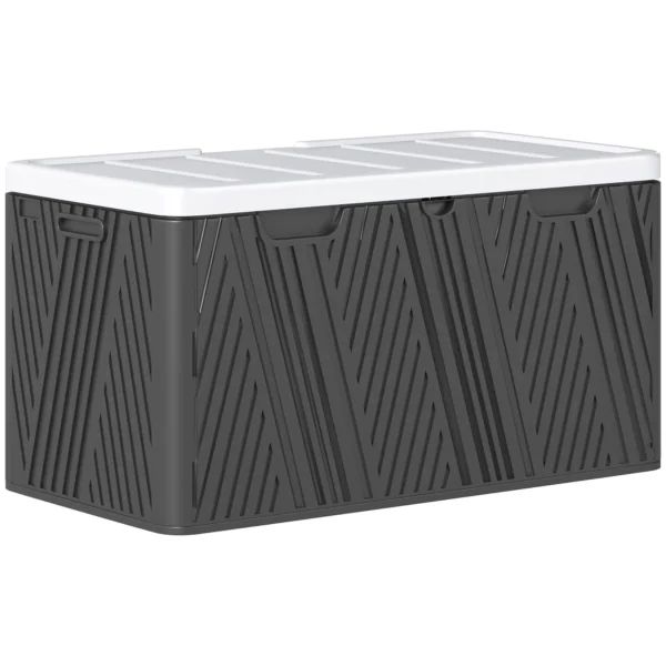 Outsunny 380L Outdoor Plastic Storage Box with Lockable Lid - Black - Image 8