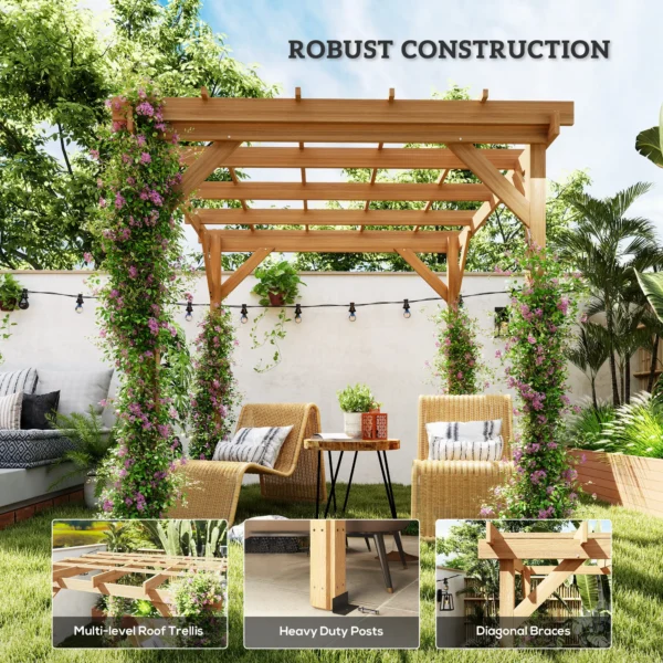 OutSunny 6.5'x6.5' Timber Pergola - Image 8