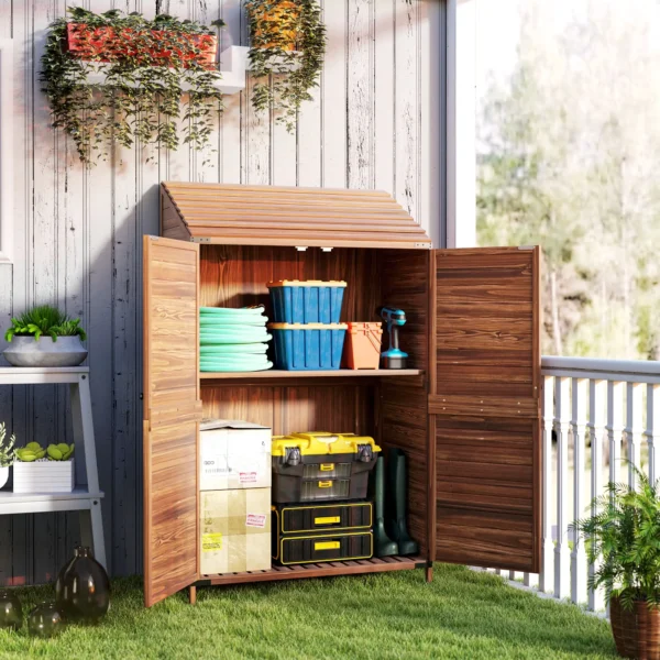 Outsunny 3' x 2' Lean To Wooden Garden Shed - Mixed Brown - Image 8