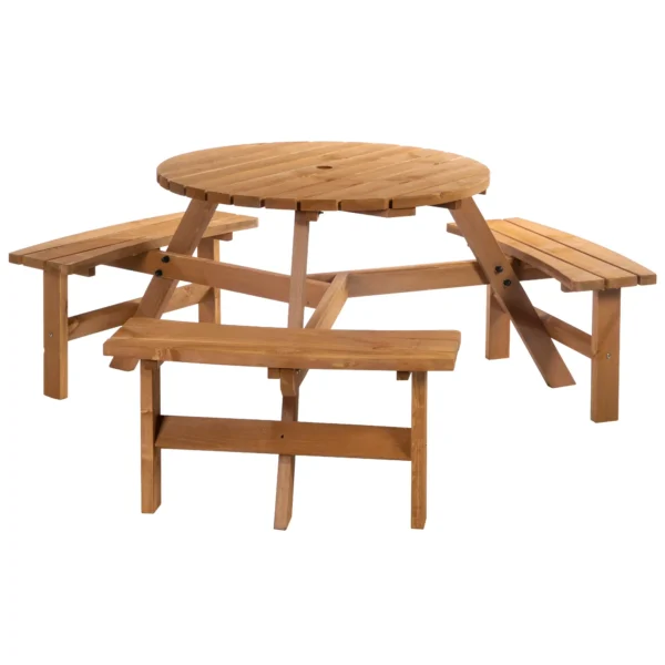 Outsunny 6 Seater Wooden Picnic Table - Image 9