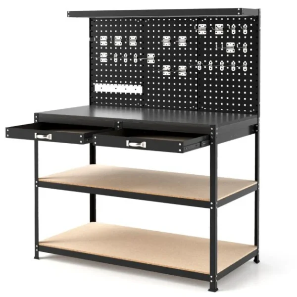 ProTect Multipurpose Garage Workbench with 3 Piece Pegboard and Drawer - Black - Image 4