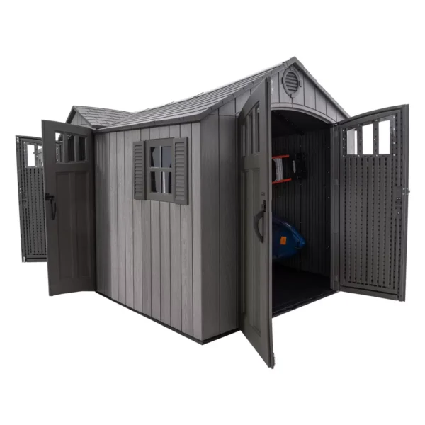 Lifetime 20×8 Dual Entry Outdoor Storage Shed X60351 -Rough Cut Grey