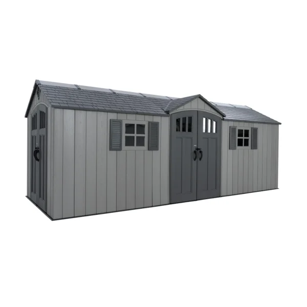 Lifetime 20×8 Dual Entry Heavy Duty Plastic Shed - Grey - Image 3