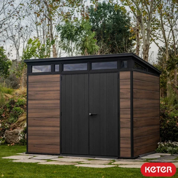 Keter 9' x 7' Signature Pent Plastic Shed - Rosewood - Image 10
