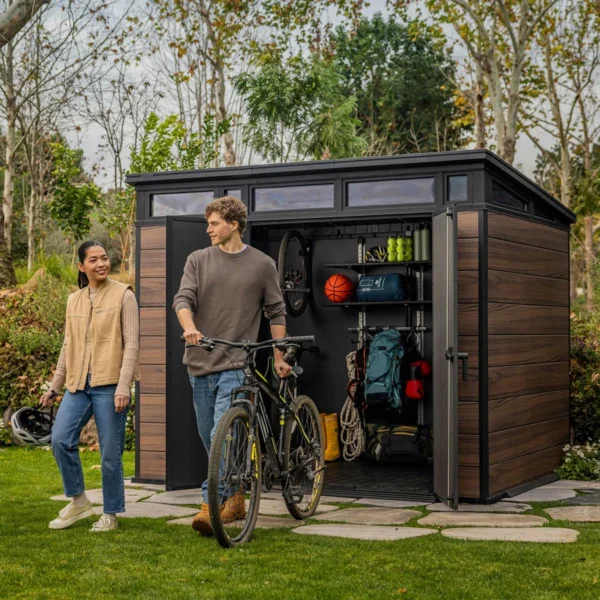 Keter 9' x 7' Signature Pent Plastic Shed - Rosewood - Image 11