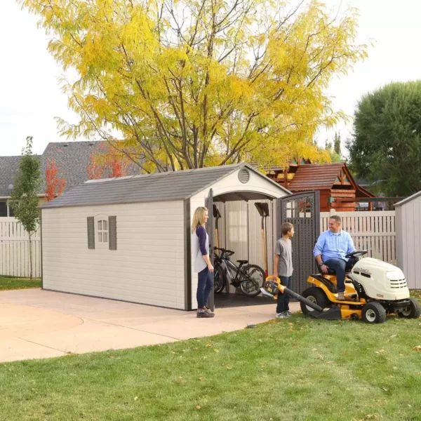 Lifetime 8'x20' Heavy Duty Plastic Shed X60470 - Desert Sand - Image 4