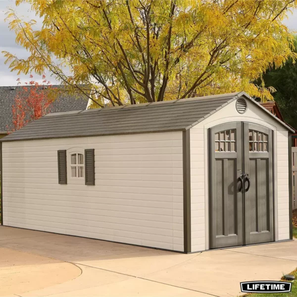 Lifetime 8'x20' Heavy Duty Plastic Shed X60470 - Desert Sand