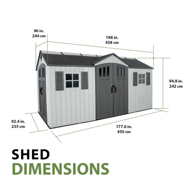 Lifetime 15×8 Vertical Cladding Heavy Duty Plastic Shed – Dual Entry - Image 5