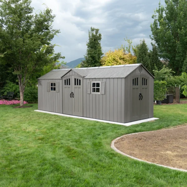 Lifetime 20×8 Dual Entry Heavy Duty Plastic Shed - Grey