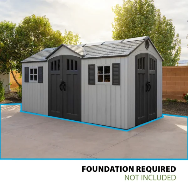 Lifetime 15×8 Vertical Cladding Heavy Duty Plastic Shed – Dual Entry - Image 3