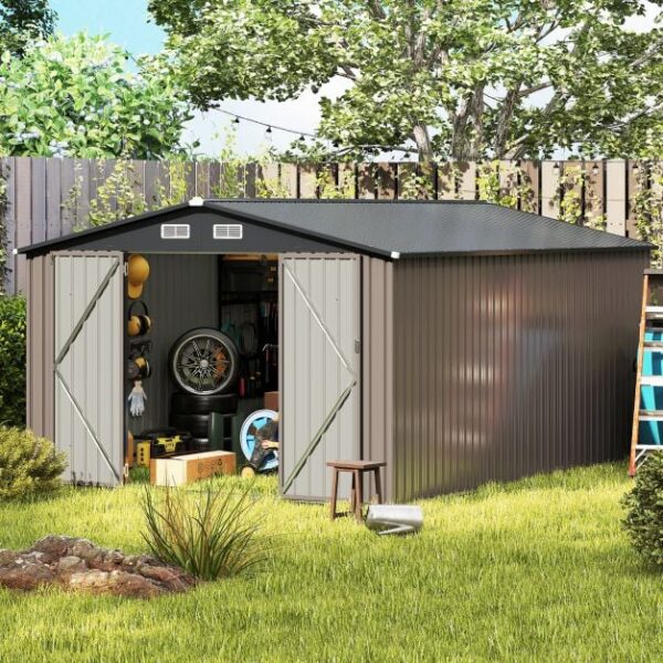 Pro-Tect 10'x14' Metal Apex Shed - Grey - Image 2