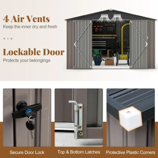 Pro-Tect 10'x14' Metal Apex Shed - Grey - Image 11