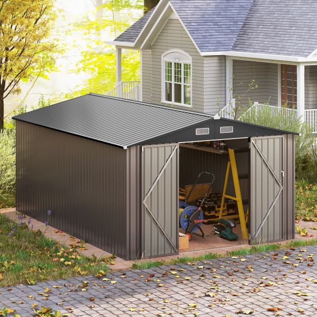 Pro-Tect 10'x14' Metal Apex Shed - Warm Grey - Image 3