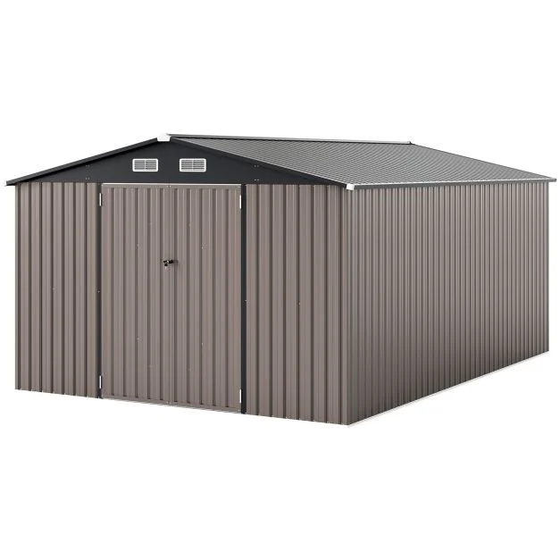 Pro-Tect 10'x14' Metal Apex Shed - Warm Grey