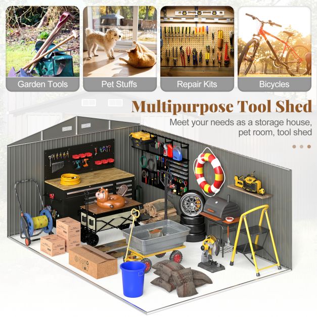 Pro-Tect 10'x14' Metal Apex Shed - Warm Grey - Image 10