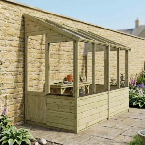 Mercia 8'x4' Traditional Green Dipped Treatment Lean To Timber Greenhouse (Expected into warehouse 14/04/2026)