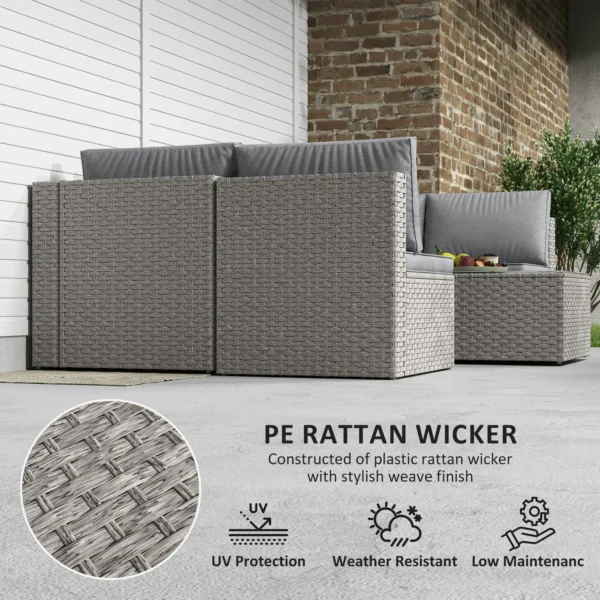 Outsunny Seven Piece Modular Rattan Set - Grey - Image 2