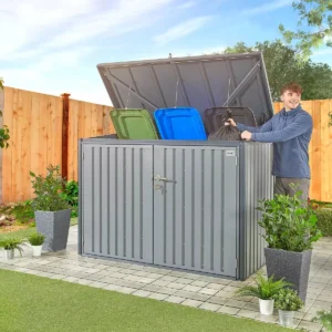 Hex Living Bromley 6.5'x3' Horizontal Heavy Duty Metal Shed - Grey
