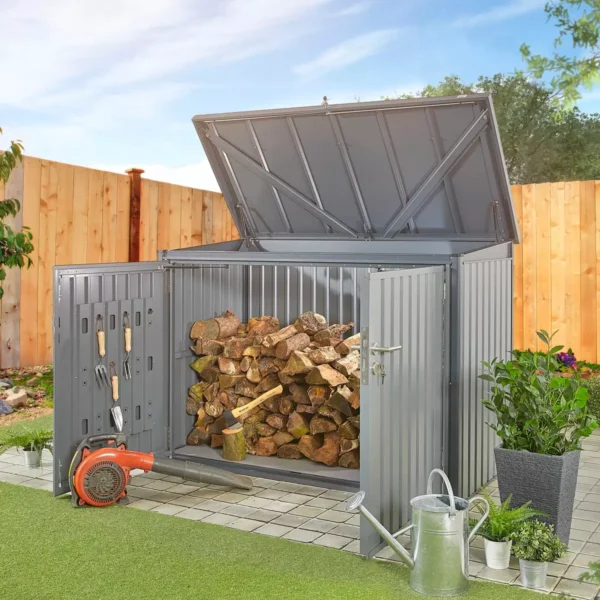 Hex Living Bromley 6.5'x3' Horizontal Heavy Duty Metal Shed - Grey - Image 5