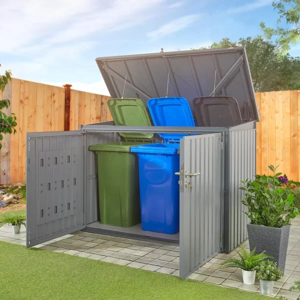 Hex Living Bromley 6.5'x3' Horizontal Heavy Duty Metal Shed - Grey - Image 6