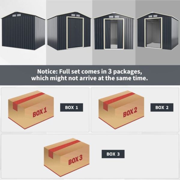 Pro-Tect 7x6 Apex Metal Shed - Grey - Image 11
