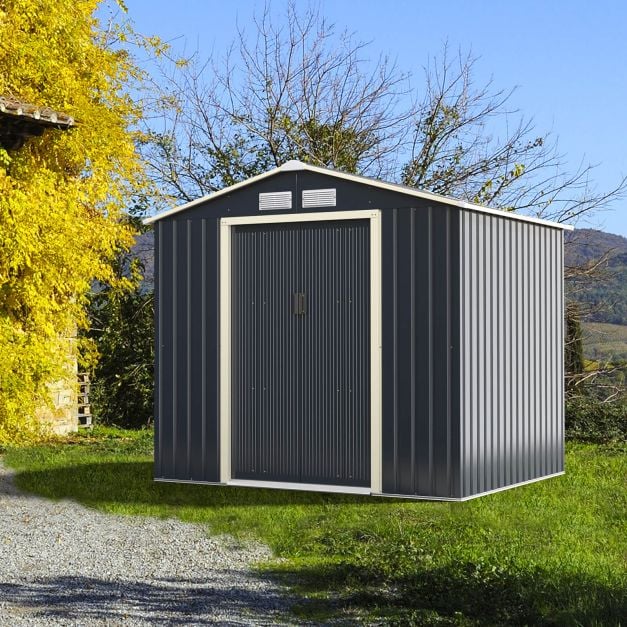 Pro-Tect 7x6 Apex Metal Shed - Grey - Image 4