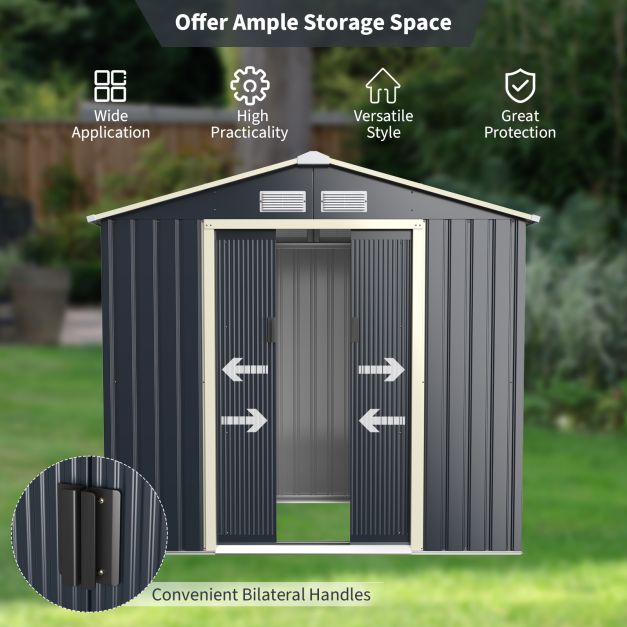 Pro-Tect 7x6 Apex Metal Shed - Grey - Image 8