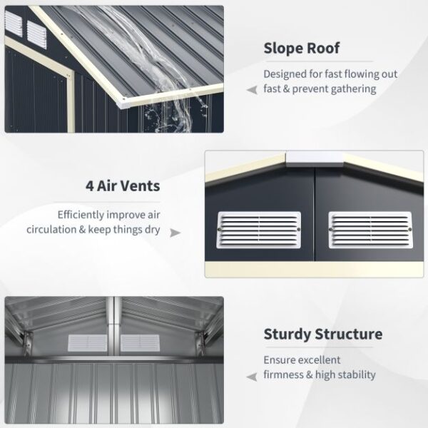 Pro-Tect 7x6 Apex Metal Shed - Grey - Image 10