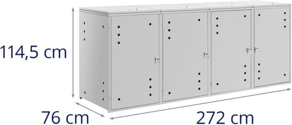 Pro-Tect Uniprodo Heavy Duty Quadruple Wheelie Bin Store - Image 2