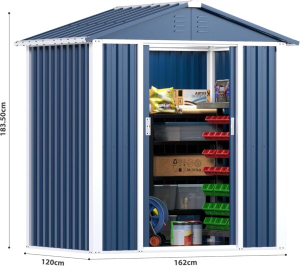 Pro-Tect 5'x4' Metal Apex Shed (Limited Edition) - Blue - Image 4