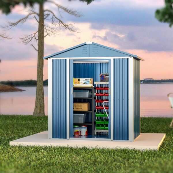Pro-Tect 5'x4' Metal Apex Shed (Limited Edition) - Blue - Image 5
