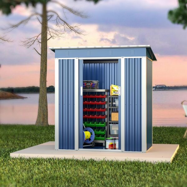 Pro-Tect 5'x4' Metal Pent Shed (Limited Edition) - Blue - Image 4