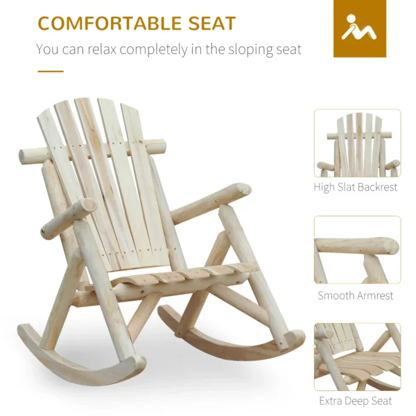 Outsunny 2 Piece Traditional Adirondack Rocking Chair -  Burlywood - Image 2