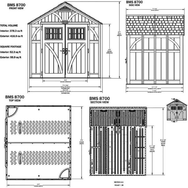 Suncast 8’x7′ Tremont Plastic Resin Storage Shed (Arriving Late Summer 2025) - Image 10